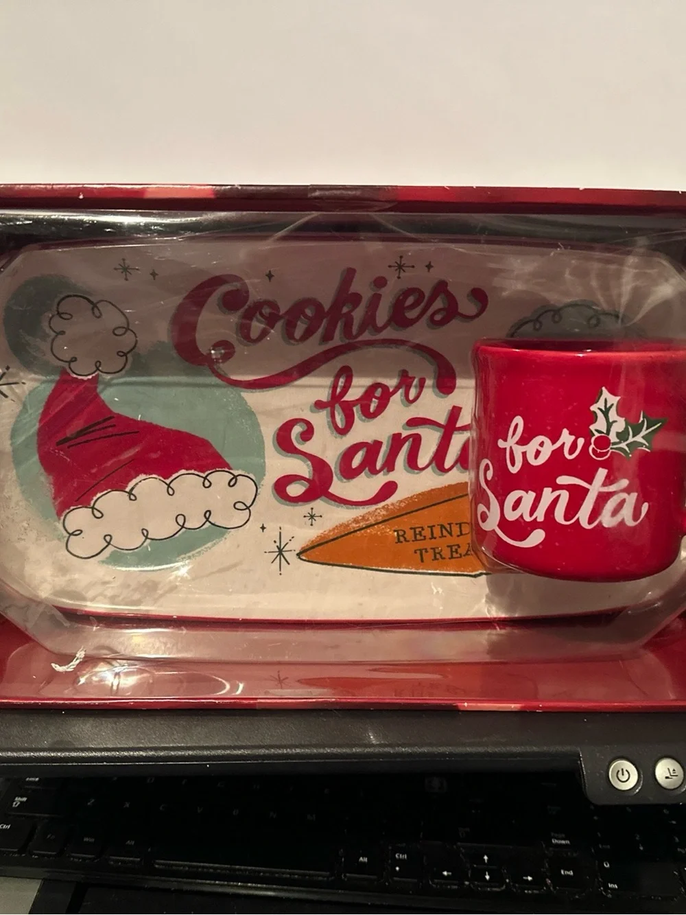 St. Nicholas Square Cookies For Santa Plate And Mug Set Red Mug Multicolor Tray